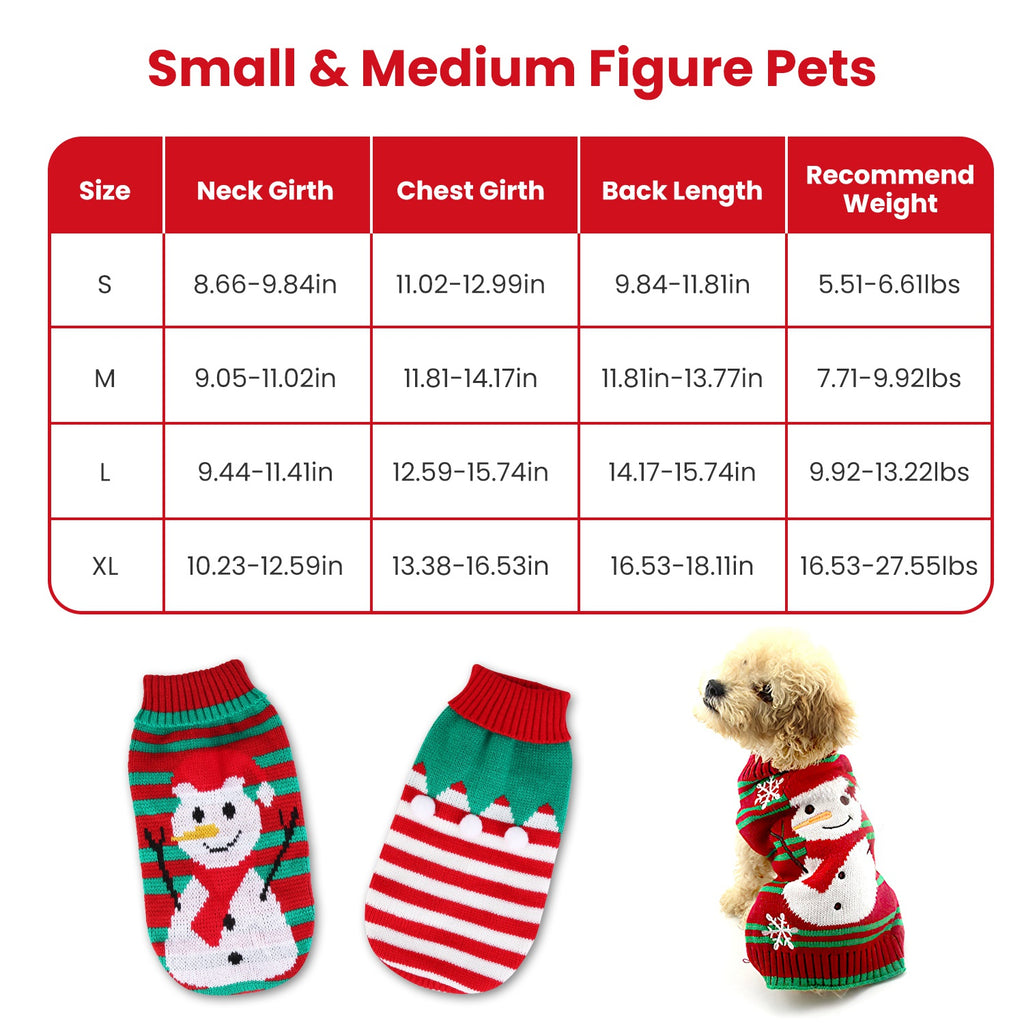 Dog/Cat Christmas Snowman Sweater – Striped Turtleneck