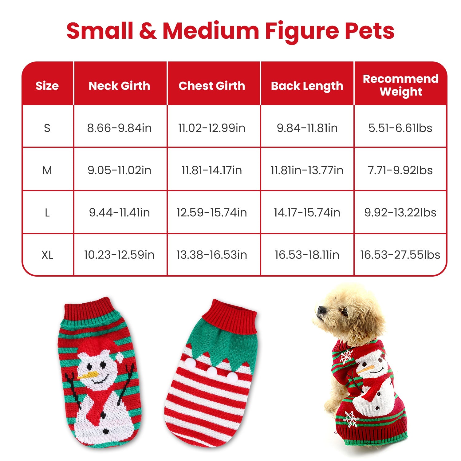 Dog/Cat Christmas Snowman Sweater – Striped Turtleneck