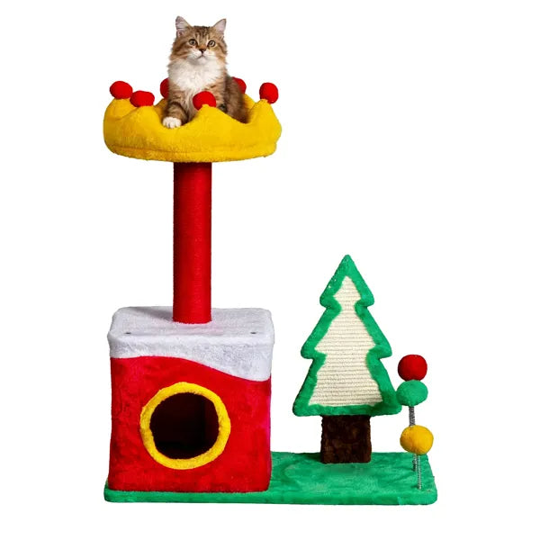 29.5" Christmas Cat Tree – Multi-Level Tower with Condo & Sisal Posts