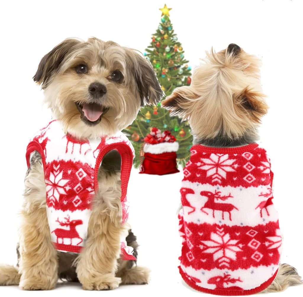Christmas Snowflake Pet Sweater – Warm Winter Outfit for Small Dogs & Cats