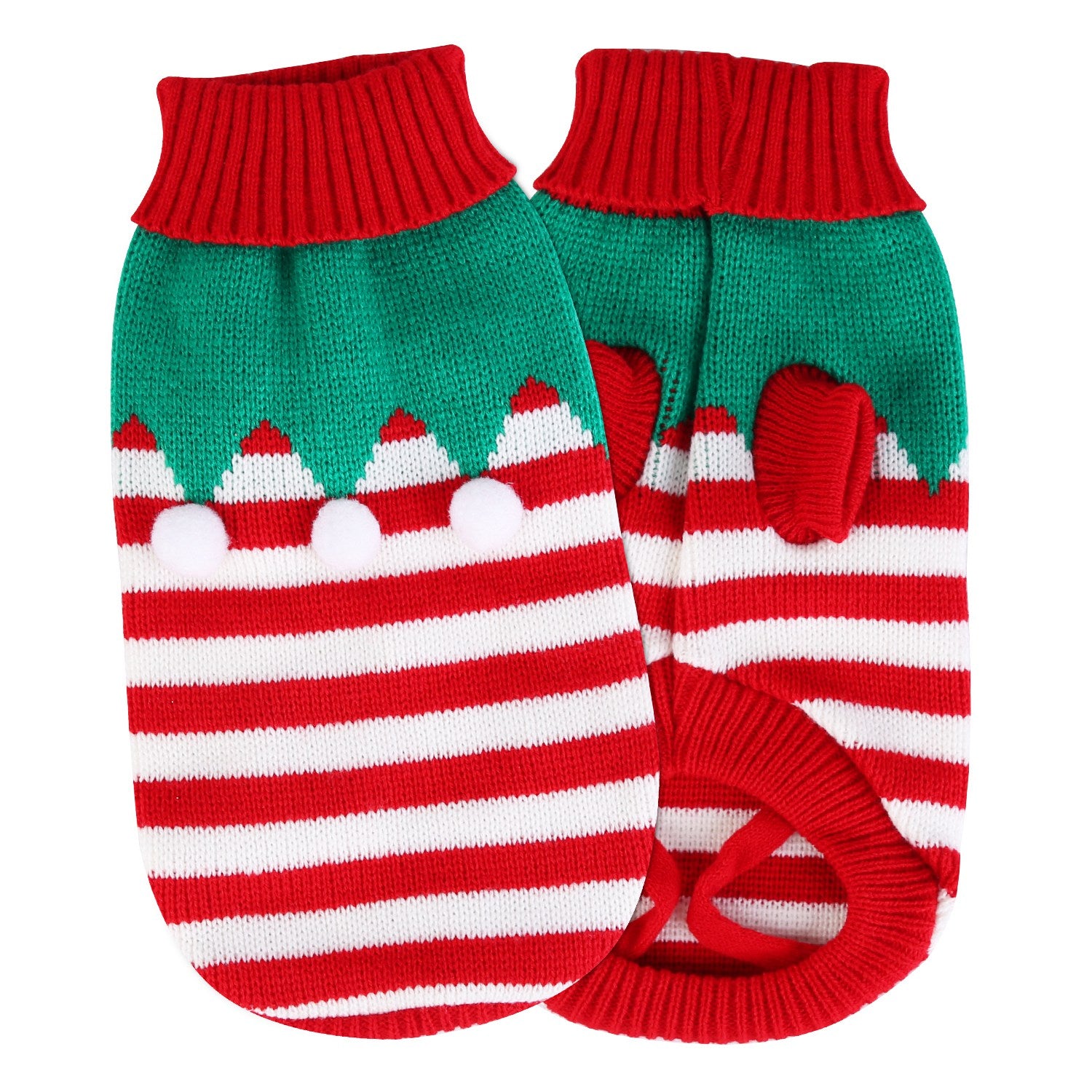 Dog/Cat Christmas Snowman Sweater – Striped Turtleneck