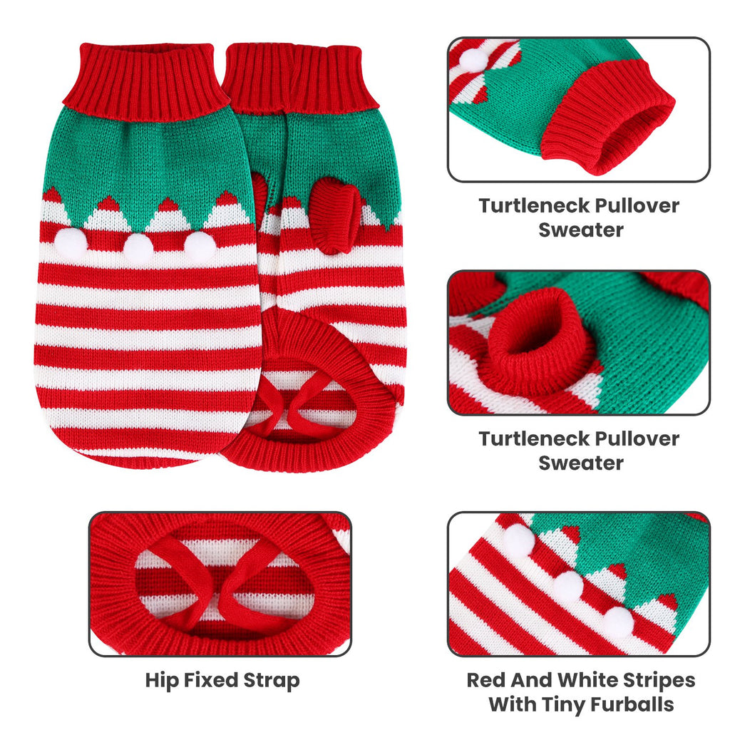 Dog/Cat Christmas Snowman Sweater – Striped Turtleneck