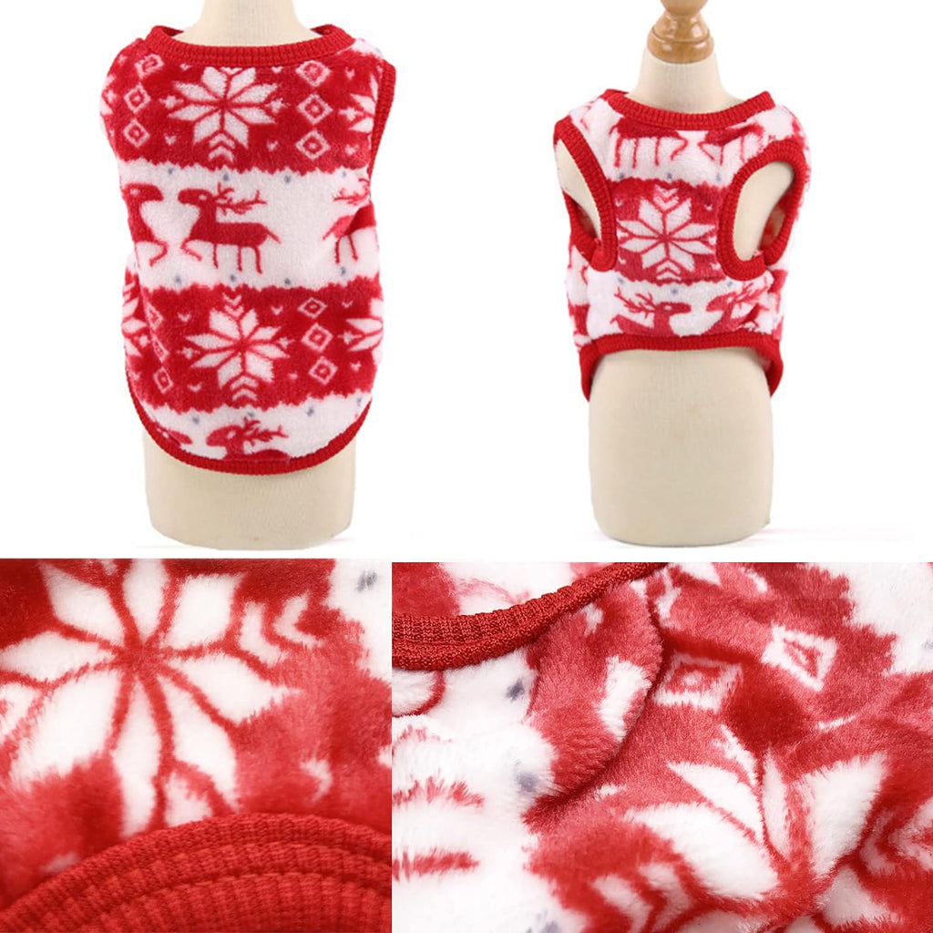 Christmas Snowflake Pet Sweater – Warm Winter Outfit for Small Dogs & Cats